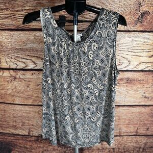 Croft & Barrow Paisley Tank Top - Black and Cream